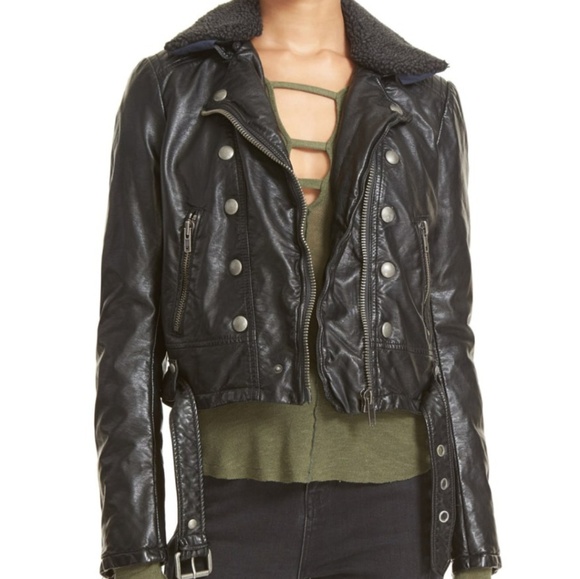 Free People Ashville Vegan Leather Moto Jacket - Picture 1 of 6
